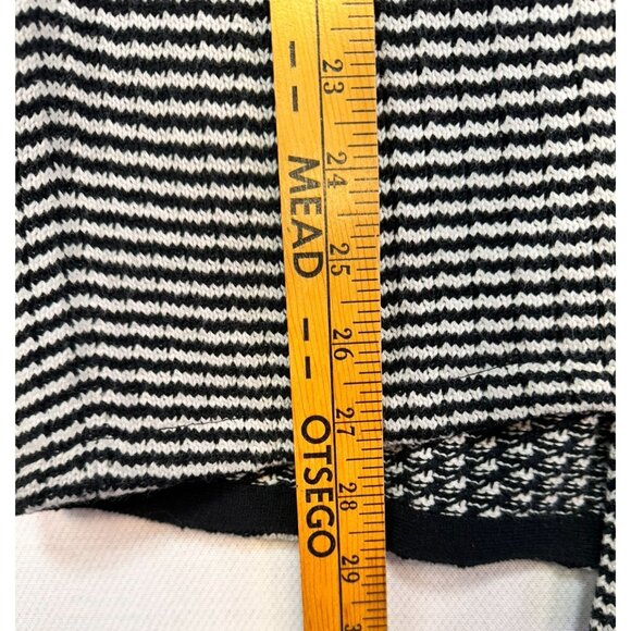 Cabi Womens Turtleneck Knit Sweater Size S Black & White Striped Split Front - Picture 4 of 14
